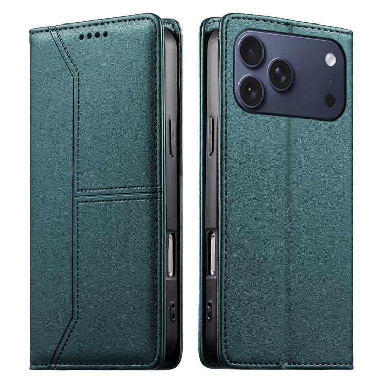 Stitched Line Magnetic RFID Vegan Leather Phone Case, For iPhone 17e / 16e, For iPhone 17 Pro Max, For iPhone 17 Pro, For iPhone 17