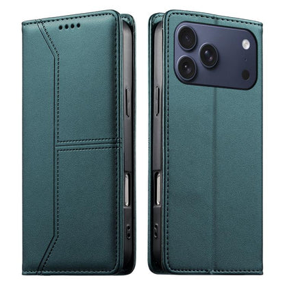 Stitched Line Magnetic RFID Vegan Leather Phone Case, For iPhone 17e / 16e, For iPhone 17 Pro Max, For iPhone 17 Pro, For iPhone 17
