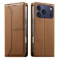 Stitched Line Magnetic RFID Vegan Leather Phone Case, For iPhone 17e / 16e, For iPhone 17 Pro Max, For iPhone 17 Pro, For iPhone 17