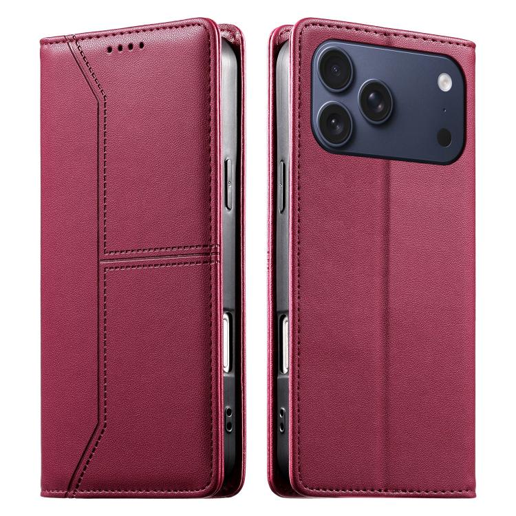 Stitched Line Magnetic RFID Vegan Leather Phone Case, For iPhone 17e / 16e, For iPhone 17 Pro Max, For iPhone 17 Pro, For iPhone 17