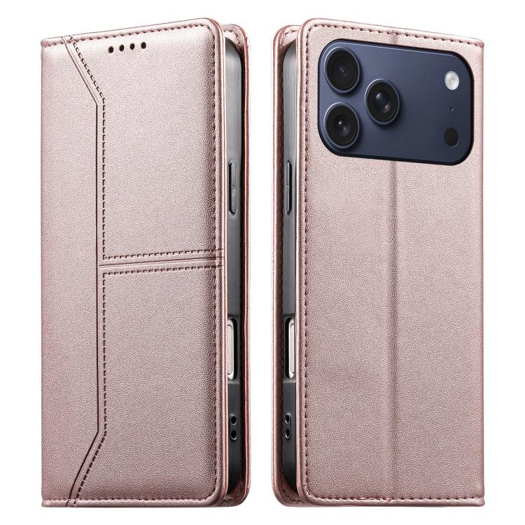Stitched Line Magnetic RFID Vegan Leather Phone Case, For iPhone 17e / 16e, For iPhone 17 Pro Max, For iPhone 17 Pro, For iPhone 17
