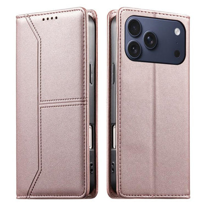 Stitched Line Magnetic RFID Vegan Leather Phone Case, For iPhone 17e / 16e, For iPhone 17 Pro Max, For iPhone 17 Pro, For iPhone 17
