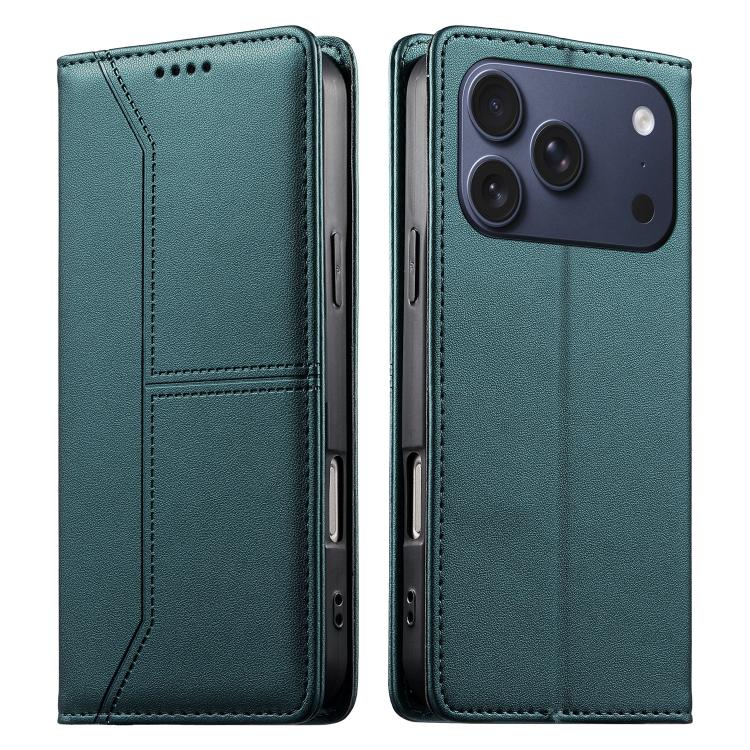 Stitched Line Magnetic RFID Vegan Leather Phone Case, For iPhone 17e / 16e, For iPhone 17 Pro Max, For iPhone 17 Pro, For iPhone 17