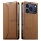 Stitched Line Magnetic RFID Vegan Leather Phone Case, For iPhone 17e / 16e, For iPhone 17 Pro Max, For iPhone 17 Pro, For iPhone 17
