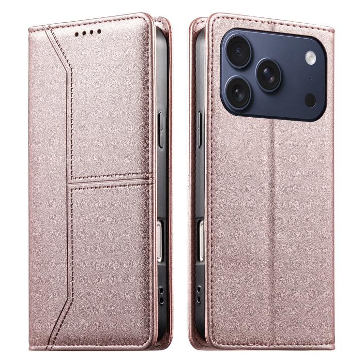 Stitched Line Magnetic RFID Vegan Leather Phone Case, For iPhone 17e / 16e, For iPhone 17 Pro Max, For iPhone 17 Pro, For iPhone 17