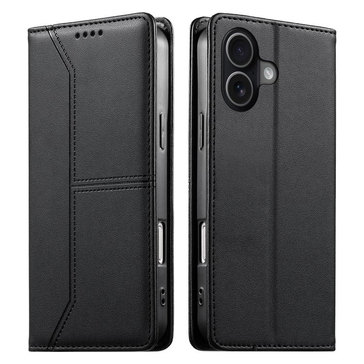 Stitched Line Magnetic RFID Vegan Leather Phone Case, For iPhone 17e / 16e, For iPhone 17 Pro Max, For iPhone 17 Pro, For iPhone 17