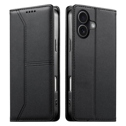 Stitched Line Magnetic RFID Vegan Leather Phone Case, For iPhone 17e / 16e, For iPhone 17 Pro Max, For iPhone 17 Pro, For iPhone 17