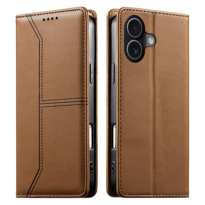 Stitched Line Magnetic RFID Vegan Leather Phone Case, For iPhone 17e / 16e, For iPhone 17 Pro Max, For iPhone 17 Pro, For iPhone 17