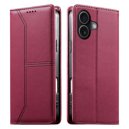 Stitched Line Magnetic RFID Vegan Leather Phone Case, For iPhone 17e / 16e, For iPhone 17 Pro Max, For iPhone 17 Pro, For iPhone 17