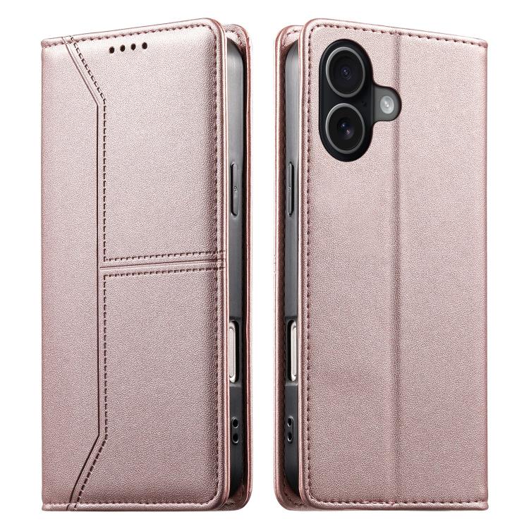 Stitched Line Magnetic RFID Vegan Leather Phone Case, For iPhone 17e / 16e, For iPhone 17 Pro Max, For iPhone 17 Pro, For iPhone 17