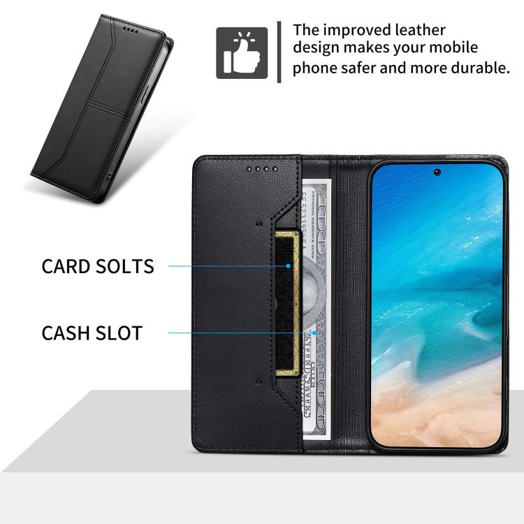 Stitched Line Magnetic RFID Vegan Leather Phone Case, For iPhone Air, For iPhone 16 Pro Max, For iPhone 16 Pro, For iPhone 16 Plus