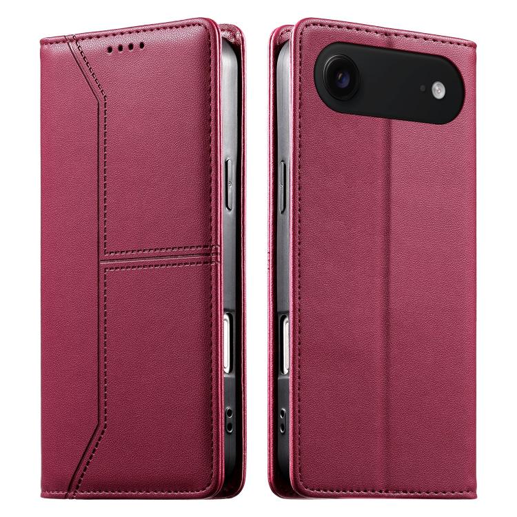 Stitched Line Magnetic RFID Vegan Leather Phone Case, For iPhone Air, For iPhone 16 Pro Max, For iPhone 16 Pro, For iPhone 16 Plus
