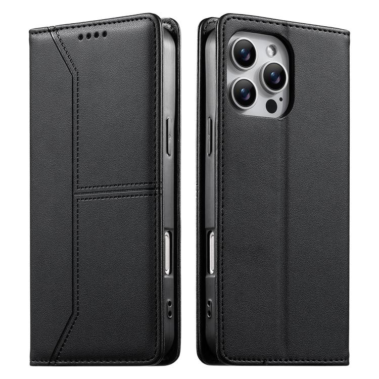 Stitched Line Magnetic RFID Vegan Leather Phone Case, For iPhone Air, For iPhone 16 Pro Max, For iPhone 16 Pro, For iPhone 16 Plus