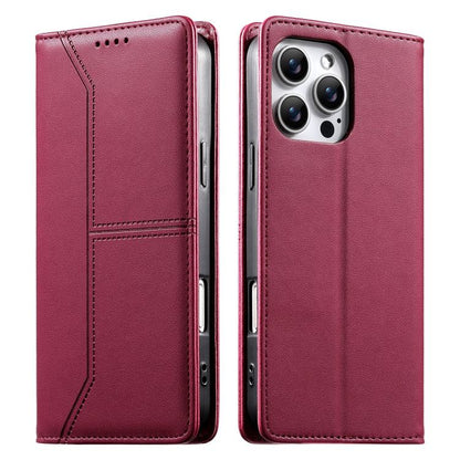 Stitched Line Magnetic RFID Vegan Leather Phone Case, For iPhone Air, For iPhone 16 Pro Max, For iPhone 16 Pro, For iPhone 16 Plus