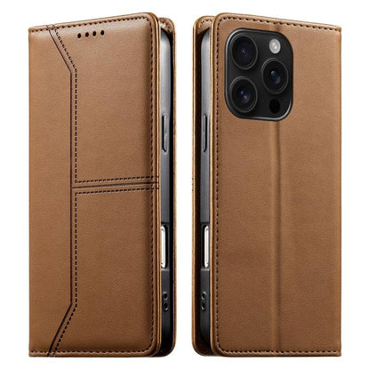 Stitched Line Magnetic RFID Vegan Leather Phone Case, For iPhone Air, For iPhone 16 Pro Max, For iPhone 16 Pro, For iPhone 16 Plus