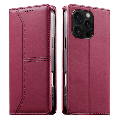 Stitched Line Magnetic RFID Vegan Leather Phone Case, For iPhone Air, For iPhone 16 Pro Max, For iPhone 16 Pro, For iPhone 16 Plus