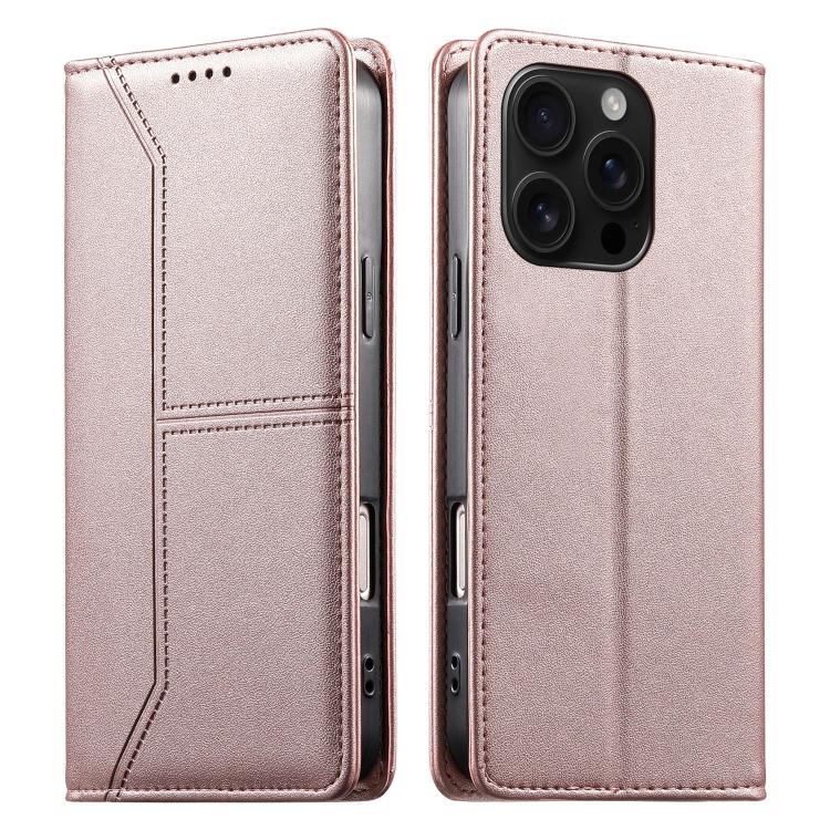 Stitched Line Magnetic RFID Vegan Leather Phone Case, For iPhone Air, For iPhone 16 Pro Max, For iPhone 16 Pro, For iPhone 16 Plus
