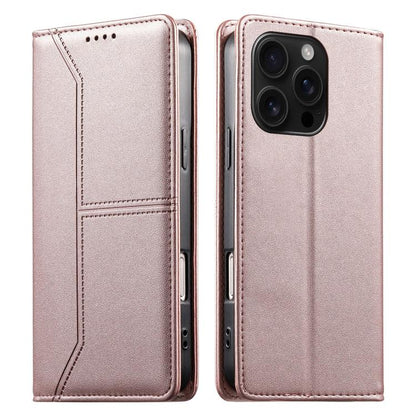 Stitched Line Magnetic RFID Vegan Leather Phone Case, For iPhone Air, For iPhone 16 Pro Max, For iPhone 16 Pro, For iPhone 16 Plus