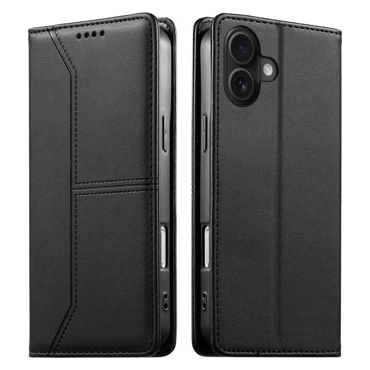 Stitched Line Magnetic RFID Vegan Leather Phone Case, For iPhone Air, For iPhone 16 Pro Max, For iPhone 16 Pro, For iPhone 16 Plus