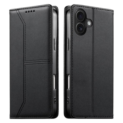 Stitched Line Magnetic RFID Vegan Leather Phone Case, For iPhone Air, For iPhone 16 Pro Max, For iPhone 16 Pro, For iPhone 16 Plus