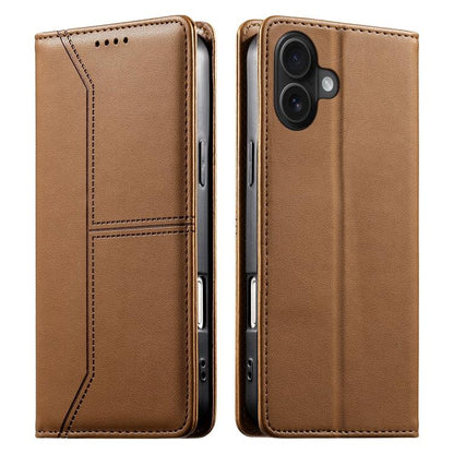 Stitched Line Magnetic RFID Vegan Leather Phone Case, For iPhone Air, For iPhone 16 Pro Max, For iPhone 16 Pro, For iPhone 16 Plus