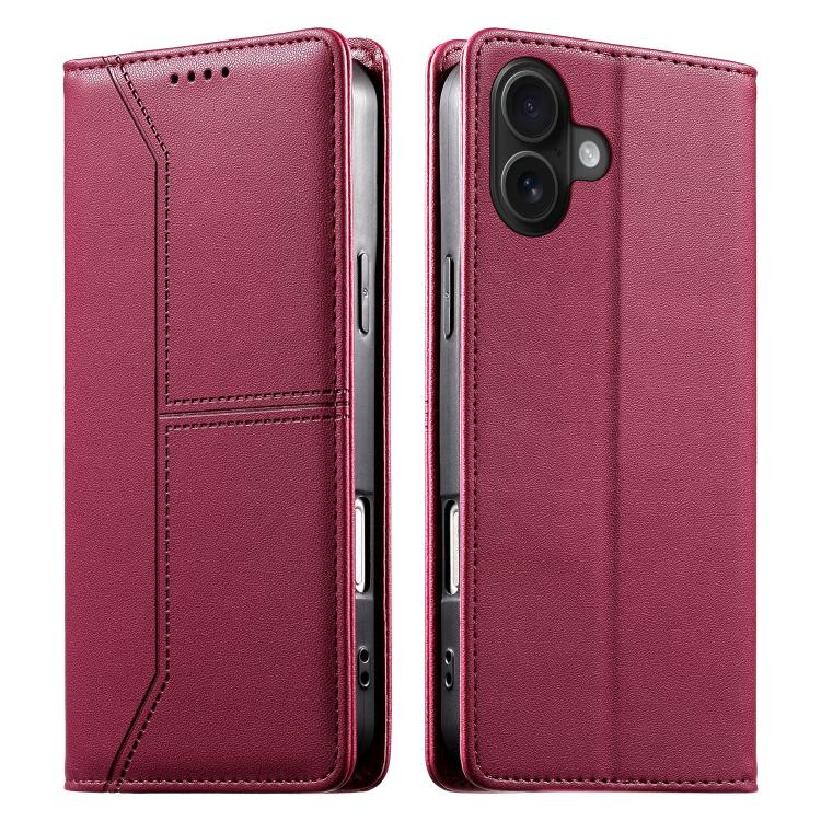 Stitched Line Magnetic RFID Vegan Leather Phone Case, For iPhone Air, For iPhone 16 Pro Max, For iPhone 16 Pro, For iPhone 16 Plus