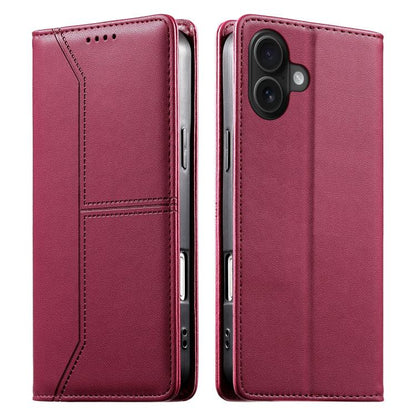 Stitched Line Magnetic RFID Vegan Leather Phone Case, For iPhone Air, For iPhone 16 Pro Max, For iPhone 16 Pro, For iPhone 16 Plus