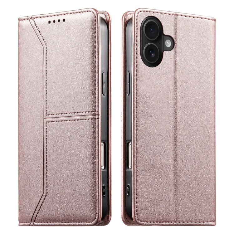 Stitched Line Magnetic RFID Vegan Leather Phone Case, For iPhone Air, For iPhone 16 Pro Max, For iPhone 16 Pro, For iPhone 16 Plus