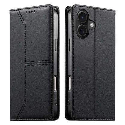 Stitched Line Magnetic RFID Vegan Leather Phone Case, For iPhone 16, For iPhone 15 Pro Max, For iPhone 15 Pro, For iPhone 15 Plus