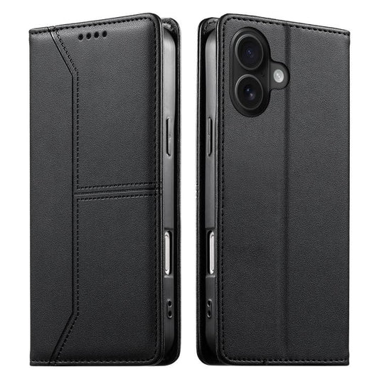 Stitched Line Magnetic RFID Vegan Leather Phone Case, For iPhone 16, For iPhone 15 Pro Max, For iPhone 15 Pro, For iPhone 15 Plus