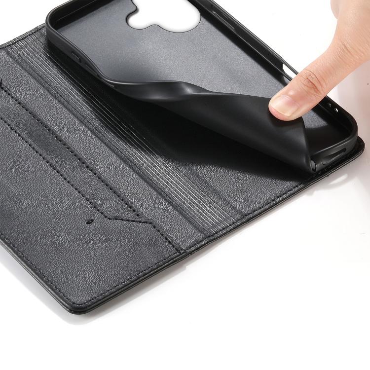 Stitched Line Magnetic RFID Vegan Leather Phone Case, For iPhone 16, For iPhone 15 Pro Max, For iPhone 15 Pro, For iPhone 15 Plus