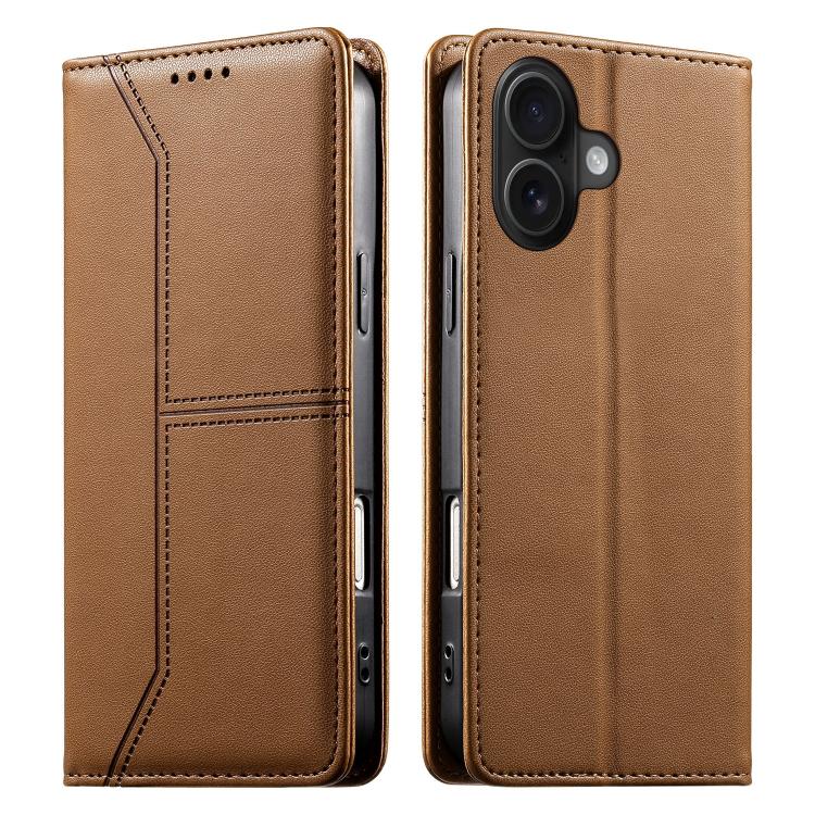 Stitched Line Magnetic RFID Vegan Leather Phone Case, For iPhone 16, For iPhone 15 Pro Max, For iPhone 15 Pro, For iPhone 15 Plus