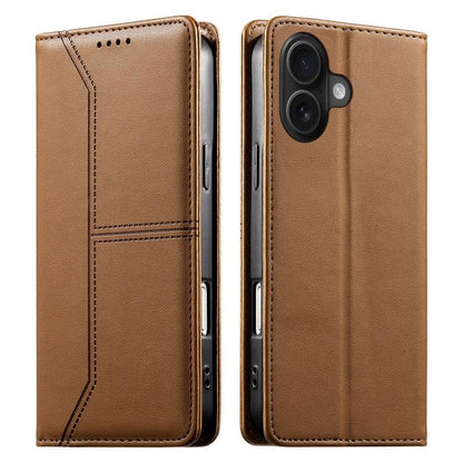 Stitched Line Magnetic RFID Vegan Leather Phone Case, For iPhone 16, For iPhone 15 Pro Max, For iPhone 15 Pro, For iPhone 15 Plus