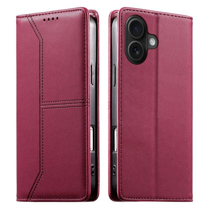 Stitched Line Magnetic RFID Vegan Leather Phone Case, For iPhone 16, For iPhone 15 Pro Max, For iPhone 15 Pro, For iPhone 15 Plus