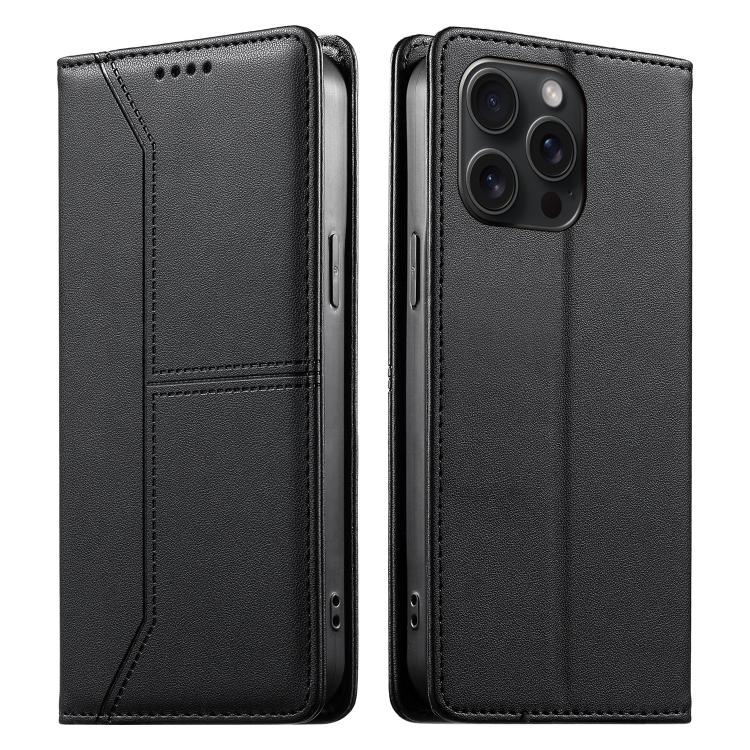 Stitched Line Magnetic RFID Vegan Leather Phone Case, For iPhone 16, For iPhone 15 Pro Max, For iPhone 15 Pro, For iPhone 15 Plus