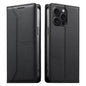 Stitched Line Magnetic RFID Vegan Leather Phone Case, For iPhone 16, For iPhone 15 Pro Max, For iPhone 15 Pro, For iPhone 15 Plus