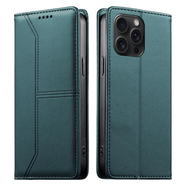 Stitched Line Magnetic RFID Vegan Leather Phone Case, For iPhone 16, For iPhone 15 Pro Max, For iPhone 15 Pro, For iPhone 15 Plus