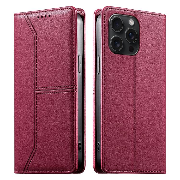 Stitched Line Magnetic RFID Vegan Leather Phone Case, For iPhone 16, For iPhone 15 Pro Max, For iPhone 15 Pro, For iPhone 15 Plus