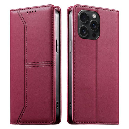 Stitched Line Magnetic RFID Vegan Leather Phone Case, For iPhone 16, For iPhone 15 Pro Max, For iPhone 15 Pro, For iPhone 15 Plus