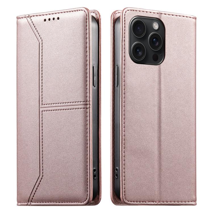 Stitched Line Magnetic RFID Vegan Leather Phone Case, For iPhone 16, For iPhone 15 Pro Max, For iPhone 15 Pro, For iPhone 15 Plus