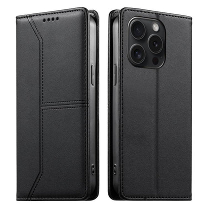 Stitched Line Magnetic RFID Vegan Leather Phone Case, For iPhone 16, For iPhone 15 Pro Max, For iPhone 15 Pro, For iPhone 15 Plus