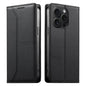 Stitched Line Magnetic RFID Vegan Leather Phone Case, For iPhone 16, For iPhone 15 Pro Max, For iPhone 15 Pro, For iPhone 15 Plus