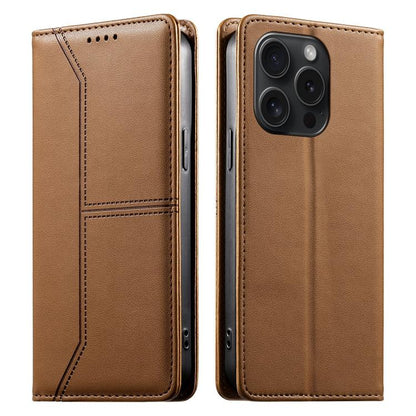 Stitched Line Magnetic RFID Vegan Leather Phone Case, For iPhone 16, For iPhone 15 Pro Max, For iPhone 15 Pro, For iPhone 15 Plus