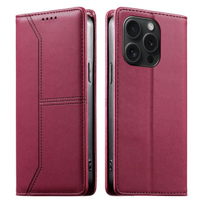 Stitched Line Magnetic RFID Vegan Leather Phone Case, For iPhone 16, For iPhone 15 Pro Max, For iPhone 15 Pro, For iPhone 15 Plus