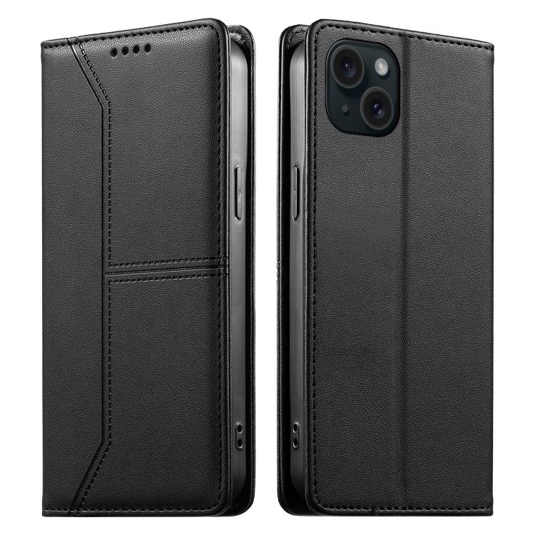 Stitched Line Magnetic RFID Vegan Leather Phone Case, For iPhone 16, For iPhone 15 Pro Max, For iPhone 15 Pro, For iPhone 15 Plus