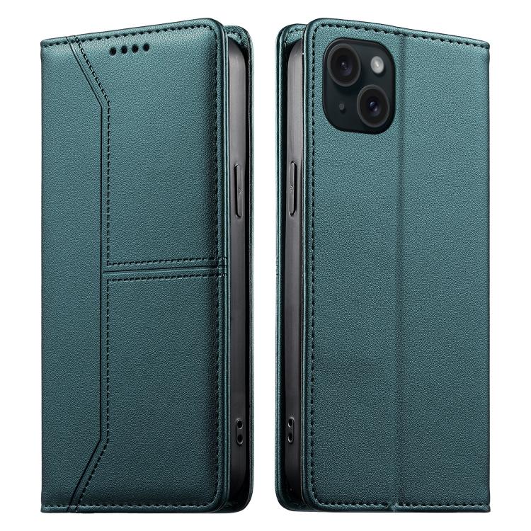 Stitched Line Magnetic RFID Vegan Leather Phone Case, For iPhone 16, For iPhone 15 Pro Max, For iPhone 15 Pro, For iPhone 15 Plus