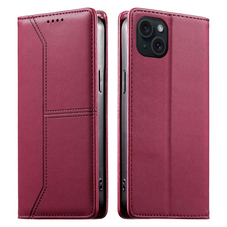 Stitched Line Magnetic RFID Vegan Leather Phone Case, For iPhone 16, For iPhone 15 Pro Max, For iPhone 15 Pro, For iPhone 15 Plus