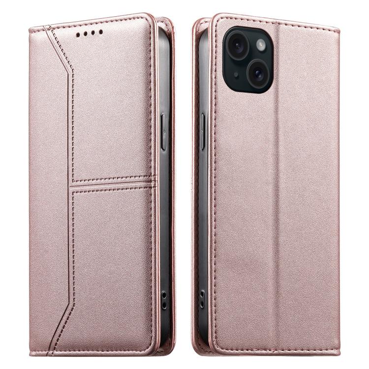 Stitched Line Magnetic RFID Vegan Leather Phone Case, For iPhone 16, For iPhone 15 Pro Max, For iPhone 15 Pro, For iPhone 15 Plus
