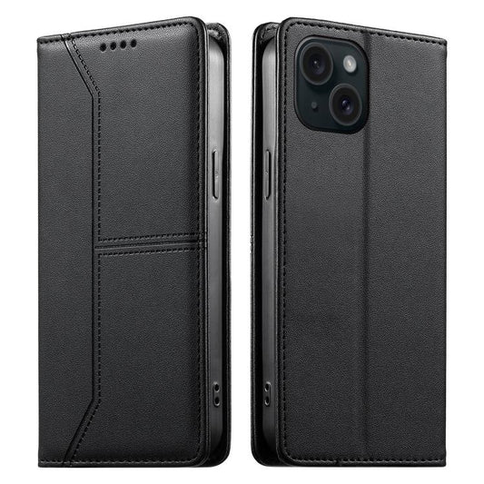Stitched Line Magnetic RFID Vegan Leather Phone Case, For iPhone 15, For iPhone 14 Plus, For iPhone 14 / 13, For iPhone 14 Pro