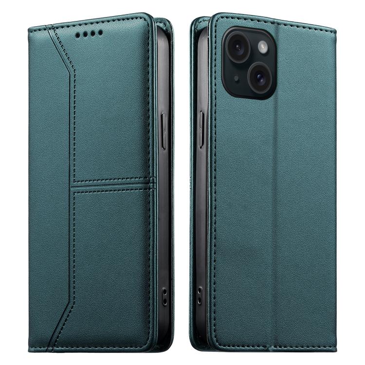 Stitched Line Magnetic RFID Vegan Leather Phone Case, For iPhone 15, For iPhone 14 Plus, For iPhone 14 / 13, For iPhone 14 Pro